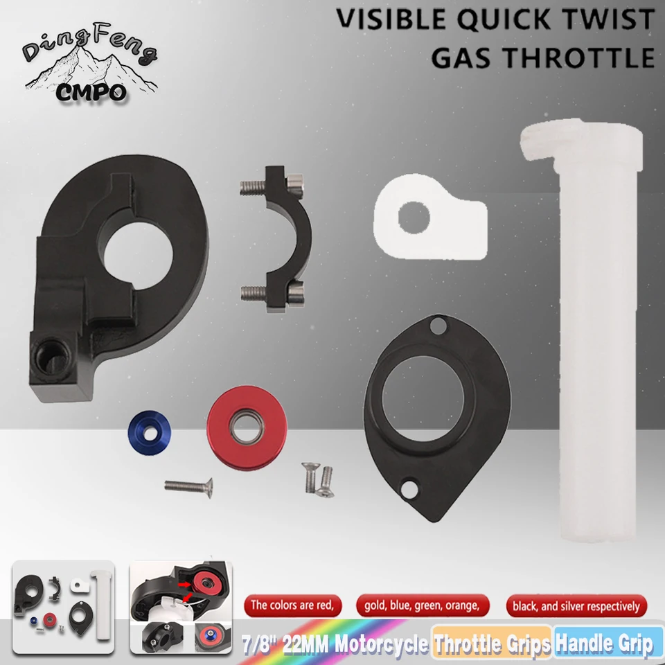 22mm 7/8" CNC Aluminum Adjustable Twist Throttle Grip With Cable For Dirt Pit Bikes (CRF50, KLX110, Etc.)