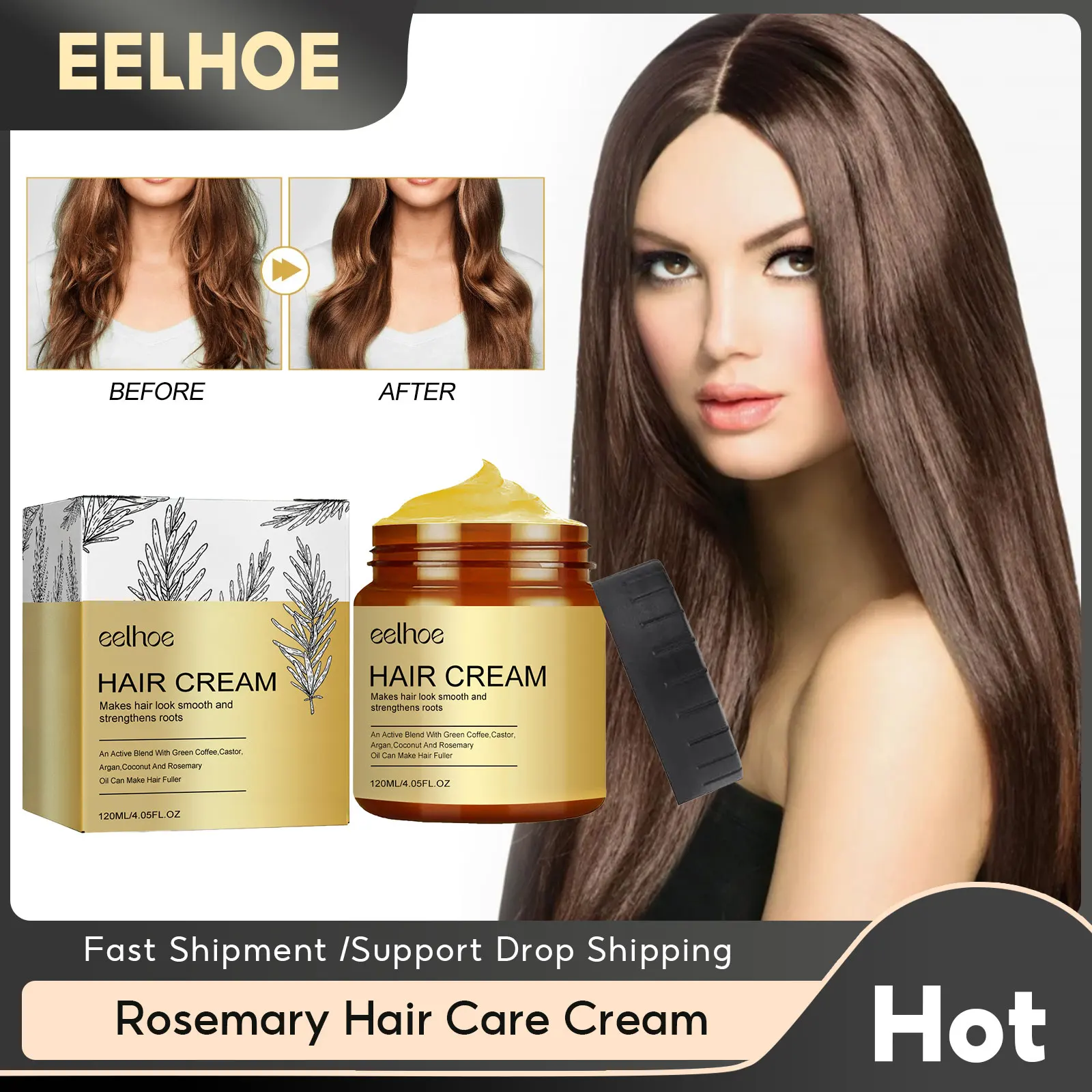 

Rosemary Shiny Hair Cream Moisturizing Anti Hair Loss Split Ends Repair Dry Damaged Treatment Scalp Smoothing Straightening Mask