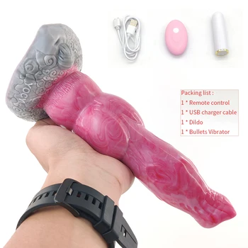 YOCY Large Animal Wolf Knot Dildo Vibrators For Men Massager Anal Prostate 10 Modes Vibrating Remote Soft Silicone Fantasy Dildo 6
