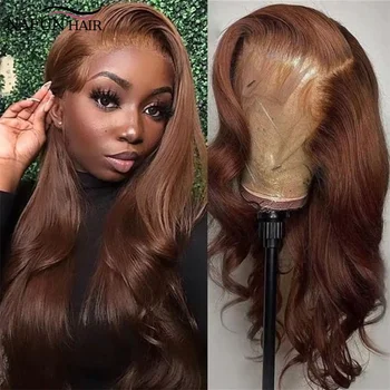 Transparent 13x4 Lace Front Wigs #4 Colored Body Wave Human Hair Wigs Chocolate Brown 13x6 Lace Frontal Wig Pre Plucked 1