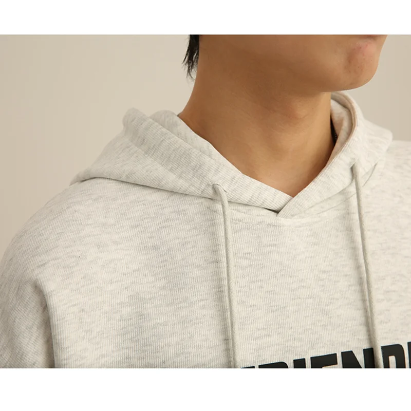 Streetwear Men Fashion New Style Letter Printing Flower Grey Hooded Sweater Recreational Loose Vintage Hoodie Autumn and Winter