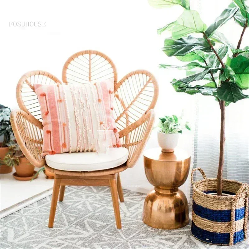 Creative Petal Wicker beach Chair Nordic Outdoor Furniture Leisure Garden Chairs retro Modern Courtyard Balcony outdoor Chair GL