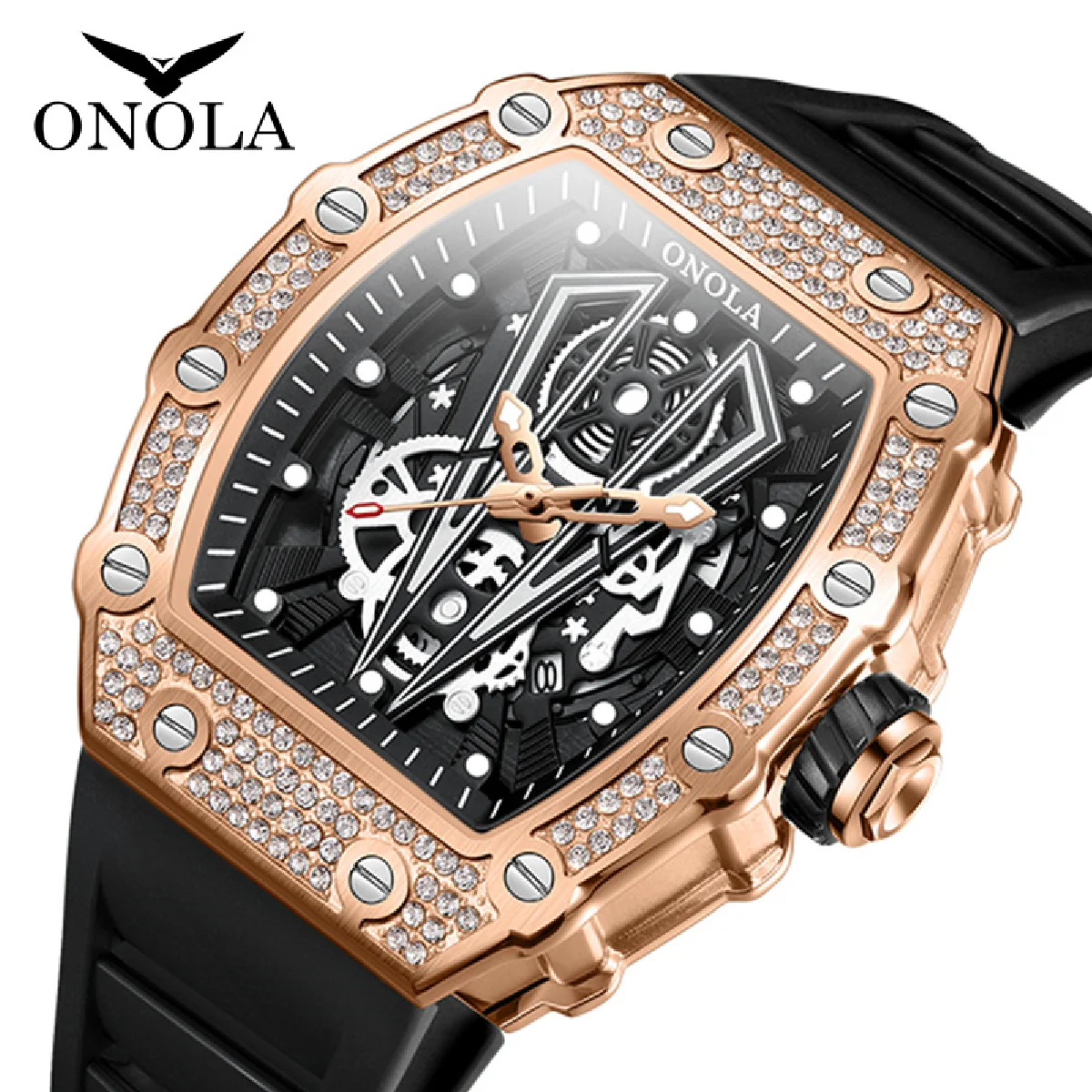

New Diamond Luxury Watch Men ONOLA Top Fashion Man Watches Quartz Sports Waterproof Men's Wristwatch Clock Relogio Masculino