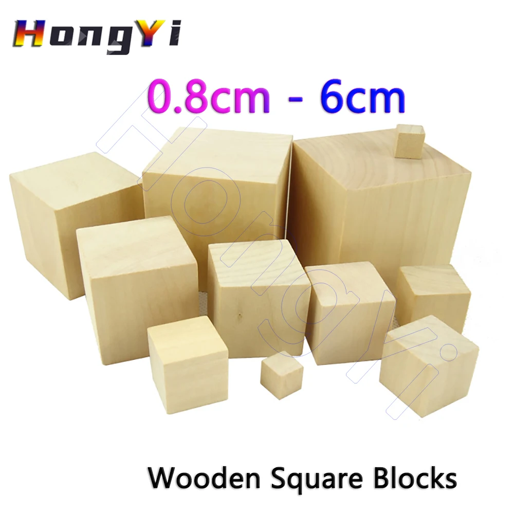 木製の正方形の未完成の木のブロック,DIY,0.8cm〜6cm,無垢材の 木製の正方形の未完成の木のブロック,DIY,0.8cm〜6cm,無垢材の