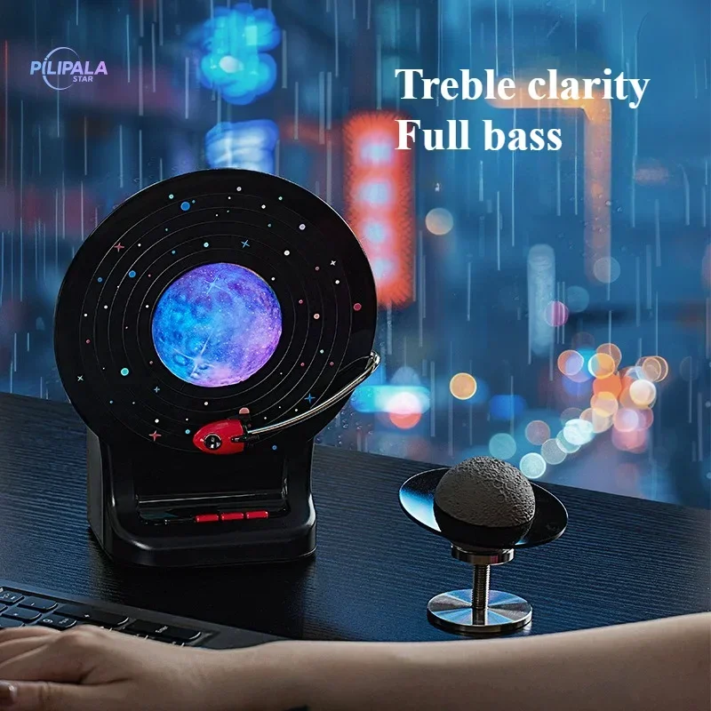 POLAR LIFE Space Speaker Moon Light Wireless Ultra Long Endurance Double Speaker Colorful Small Steel Gun Bass Diaphragm Sound