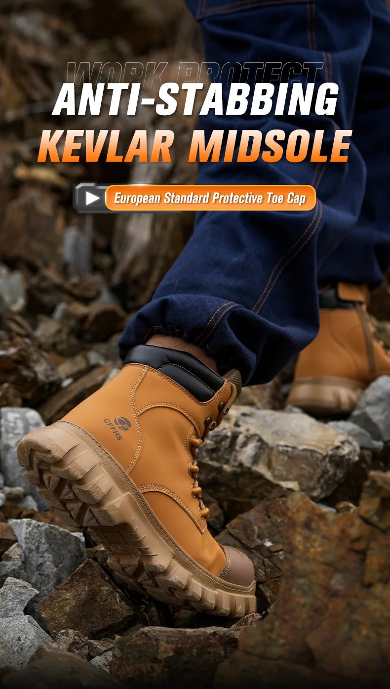 Men’s 2026 steel toe safety boots with anti‑smash and anti‑puncture protection 9856