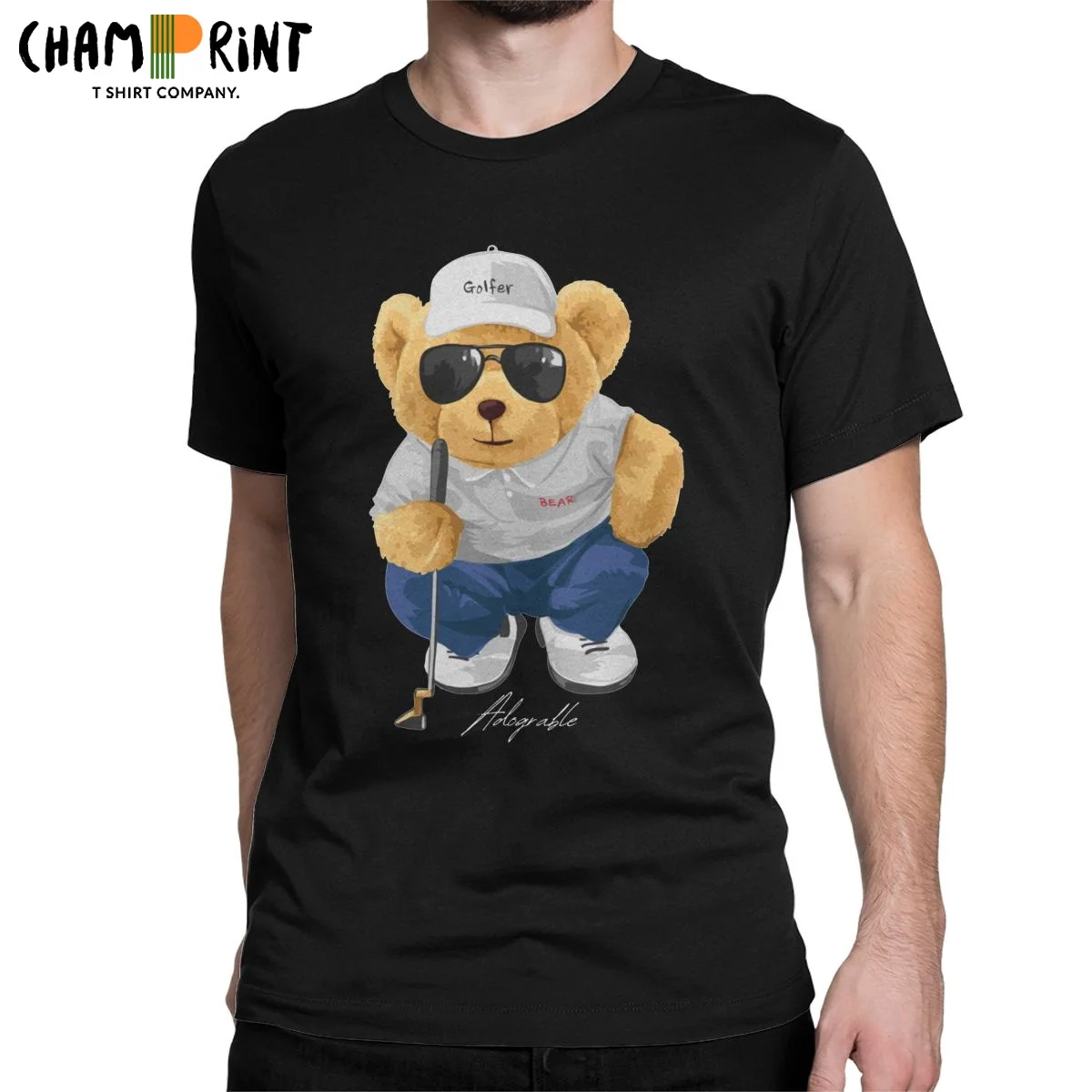 

Men's Cute Bear Glofing Teddy Bear T Shirts Cotton Clothing Creative Short Sleeve Round Collar Tees Birthday Gift T-Shirt
