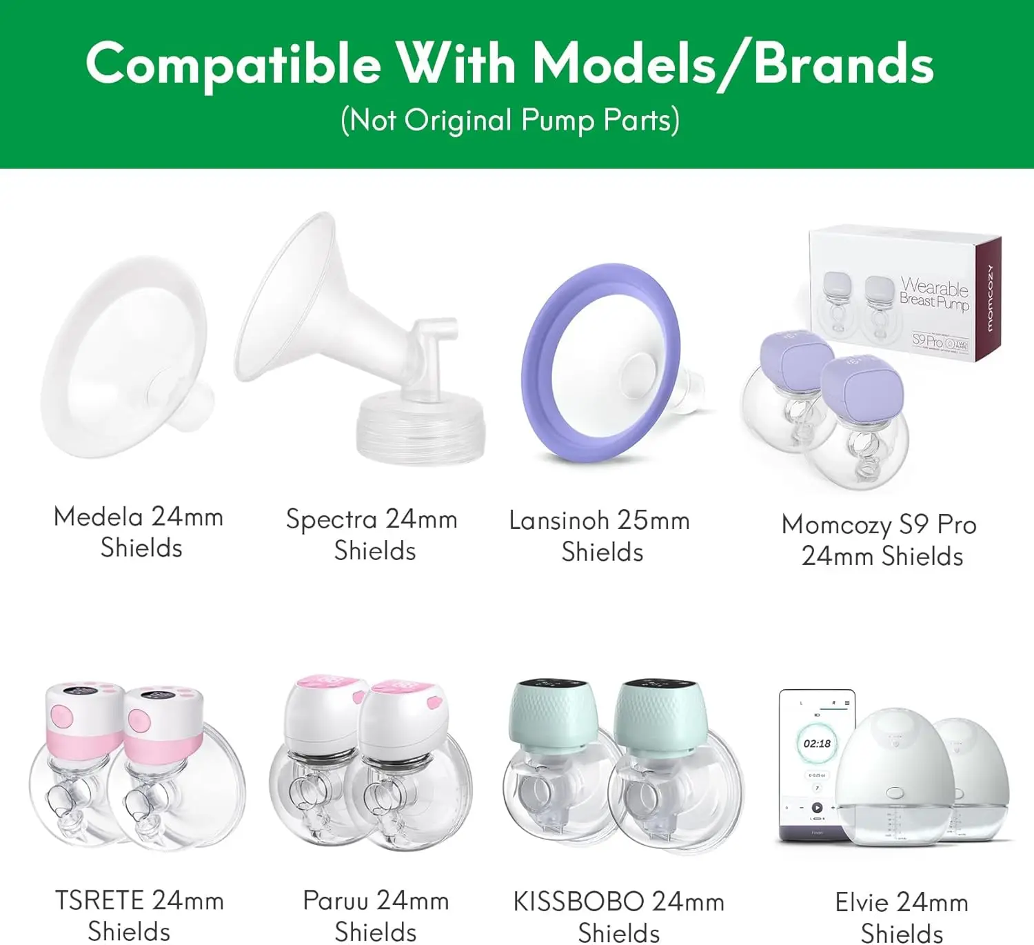 Flange Inserts 13/15/17/18/19/20/21mm Compatible with Momcozy/XIMYRA/YOUHA Etc 24mm Wearable Breast Pump 24mm Shield/Flange 3