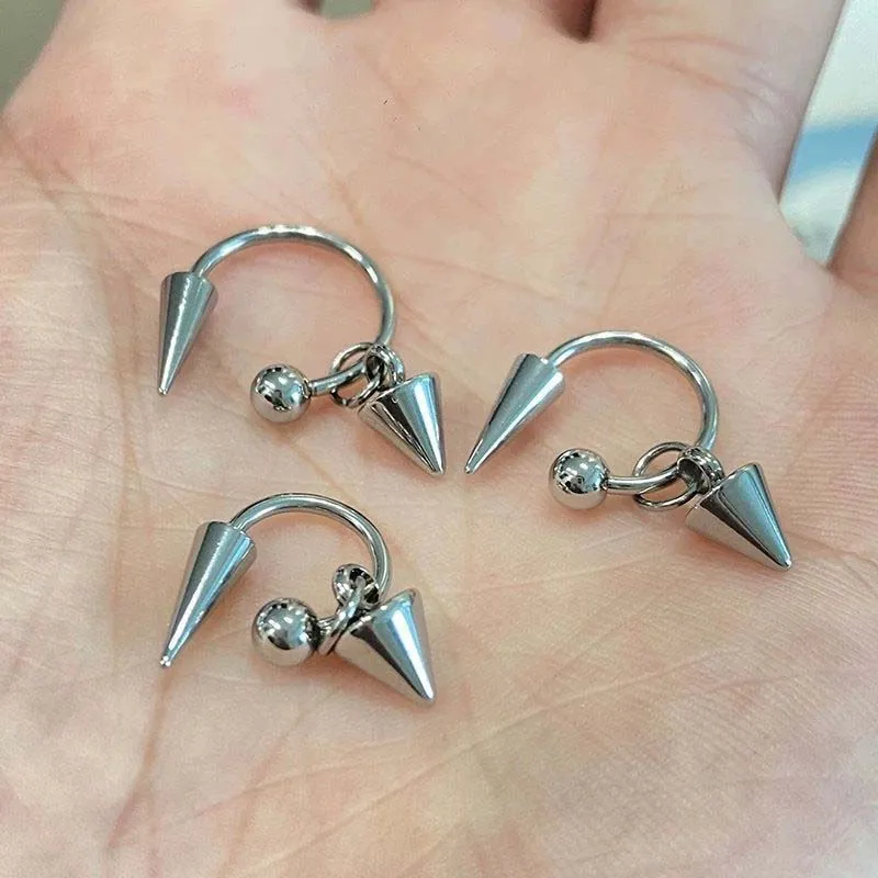 Punk Silver Color Rivet Stud Earrings Men Metal Geometric