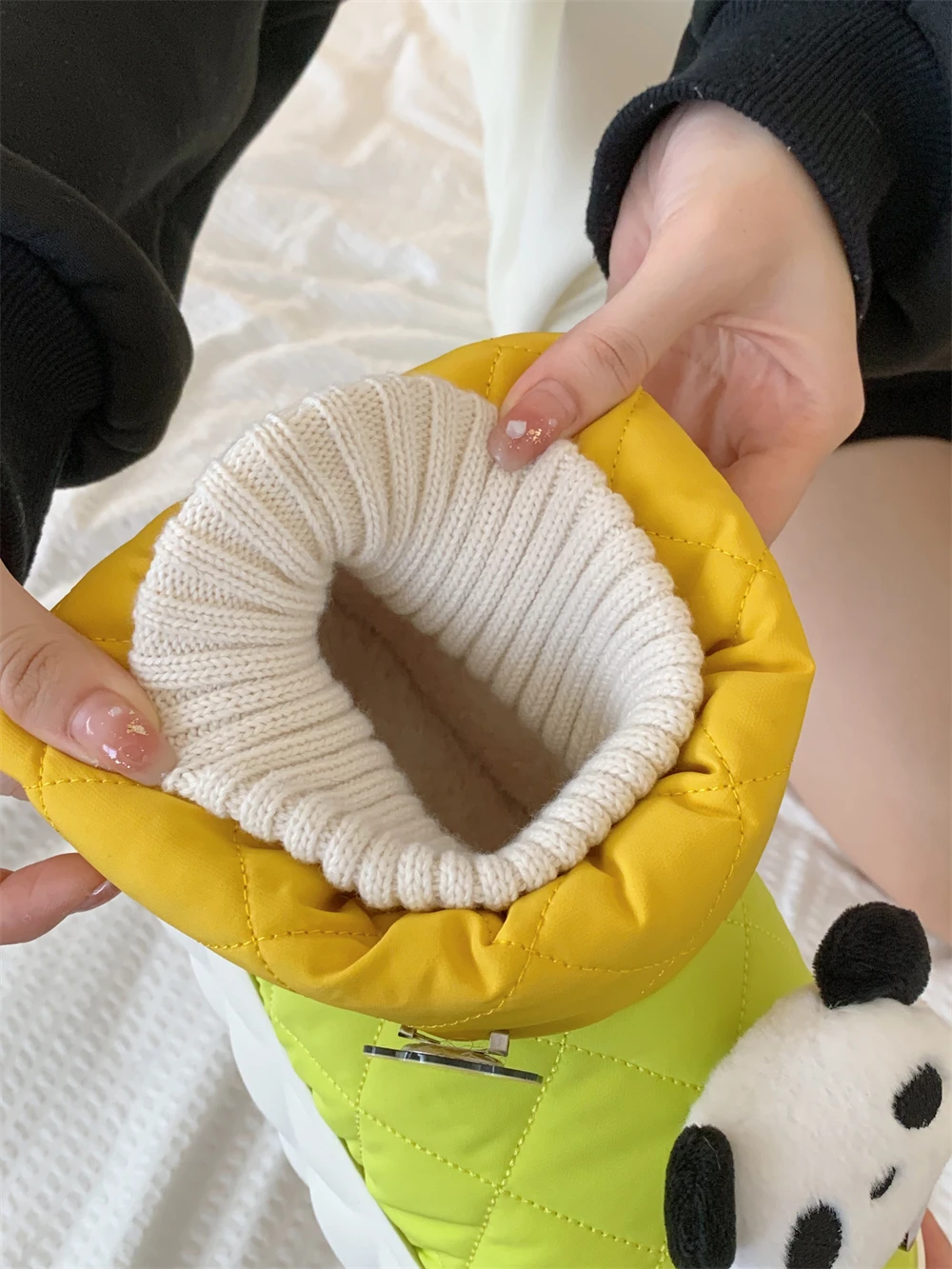 Cute Panda Couple Snow Boots 2023 Winter Thick Versatile For Men Women Indoor Household Boots Shoes Waterproof Cotton Slippers