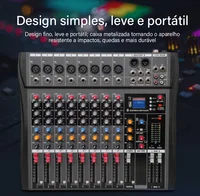 VEDO 8 Channel Professional Audio Mixer Portable Sound Mixing Console USB Interface Digital MP3 Computer Input Audio Recording 6
