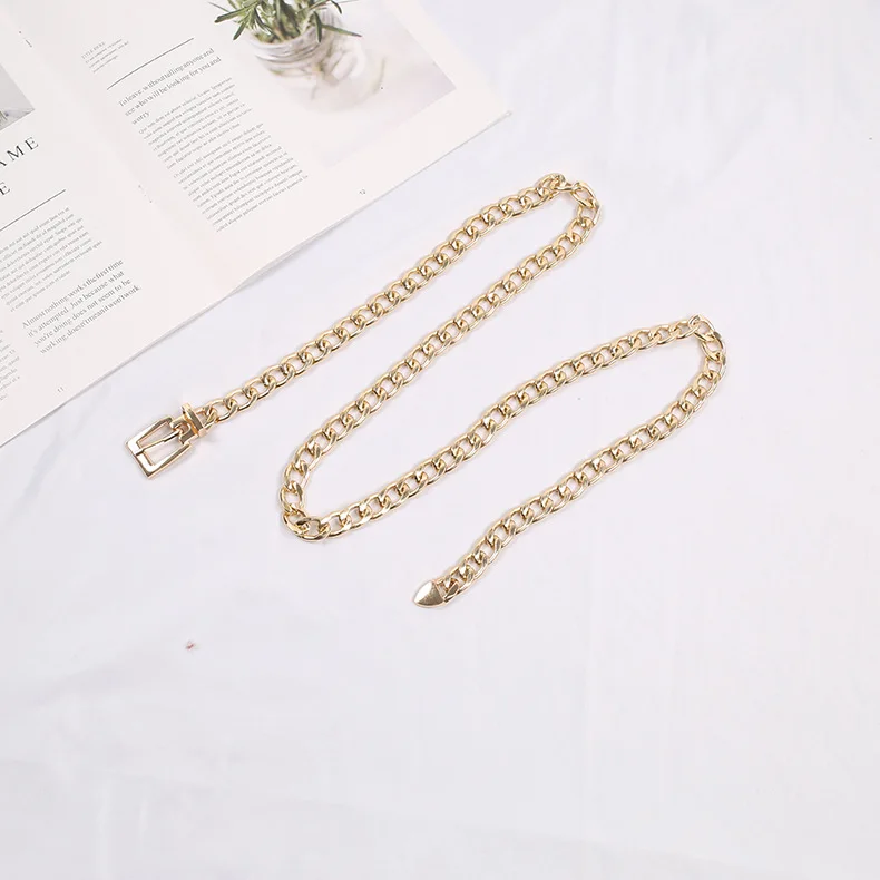 New Fashion Gold / Silver Hundred Match Decorative Metal Belt Fashion Simple Designer Woman Chain Belt Skirt Belt