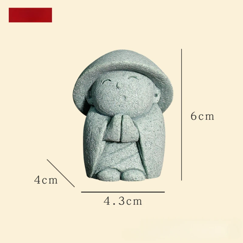 Buddha Jizo Stone Statue Sculpture Feng Shui Praying Monk Collectible Figurine Fish Tank Aquarium Tea Pet Office Home Decoration 6