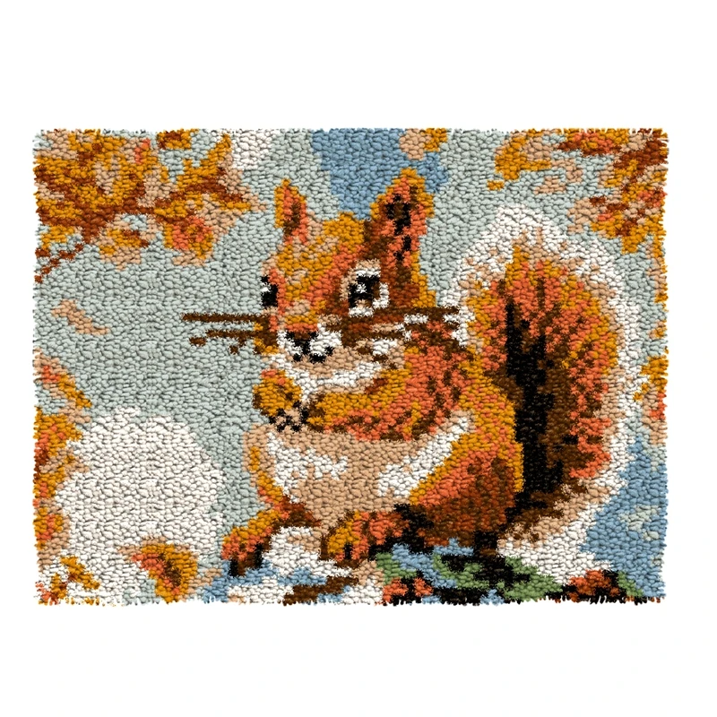 Animal Latch Hook Rug Kit Pattern Latch Hook Kits for Adults for Festival Beginners Crochet Rug Kit Cat Cushion Cover