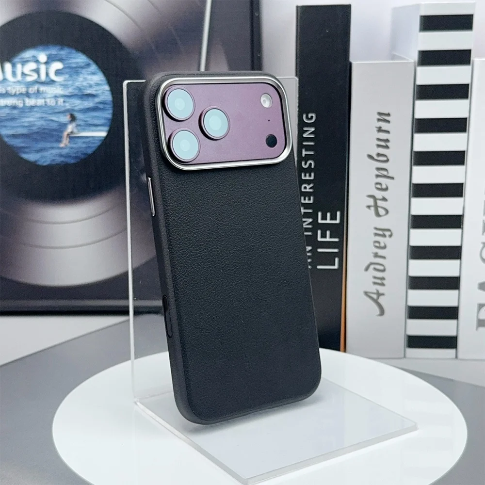 Premium Vegan Leather Magnetic Case with Wireless Charging - Shockproof Hard Cover s
