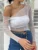 Fashion Casual Solid Colour Y2k Top Sexy Slant Neck Long Sleeve Shirts For Women Slim Fit Mesh Slightly Sheer Y2k Women Clothes