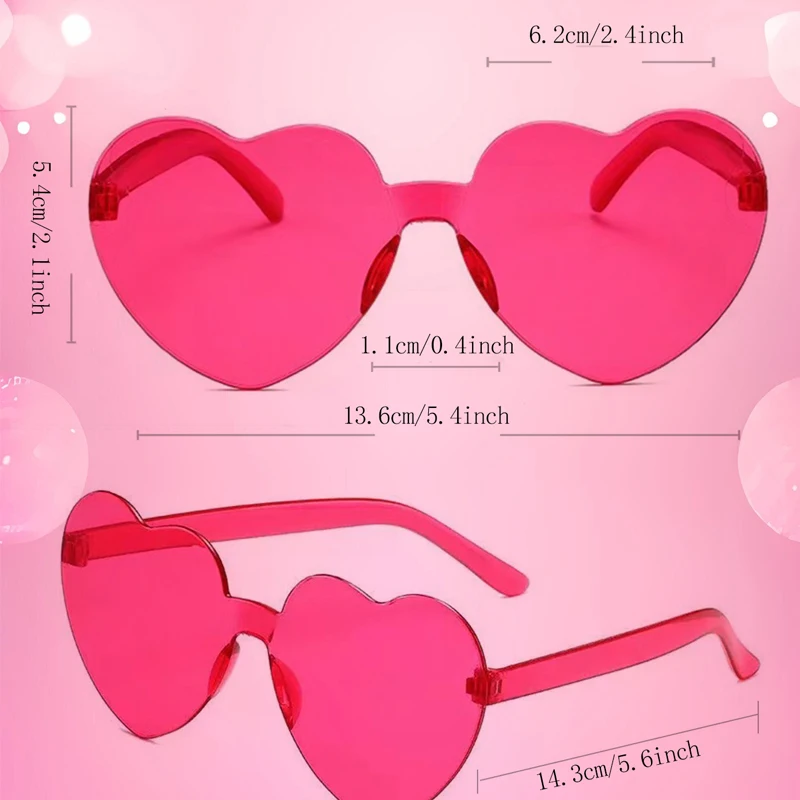 Occhiali Da Sole A Forma Di Cuore, 2 Paia, Colori Vivaci, Senza Montatura, Leggeri E Colorati, Ideali Per Feste, Matrimoni E Bomboniere