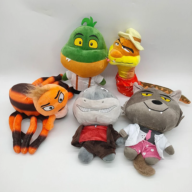 The Bad Guys Plush Toys Mr Snake Piranha Wolf Shark Ms Tarantula Soft Stuffed Plushies Dolls Figure Kids Peluche Pillow Gifts super wings plush toy jett jerome donnie dizzy mira stuffed figure cartoon plushie dolls peluche pillow kids christmas gifts