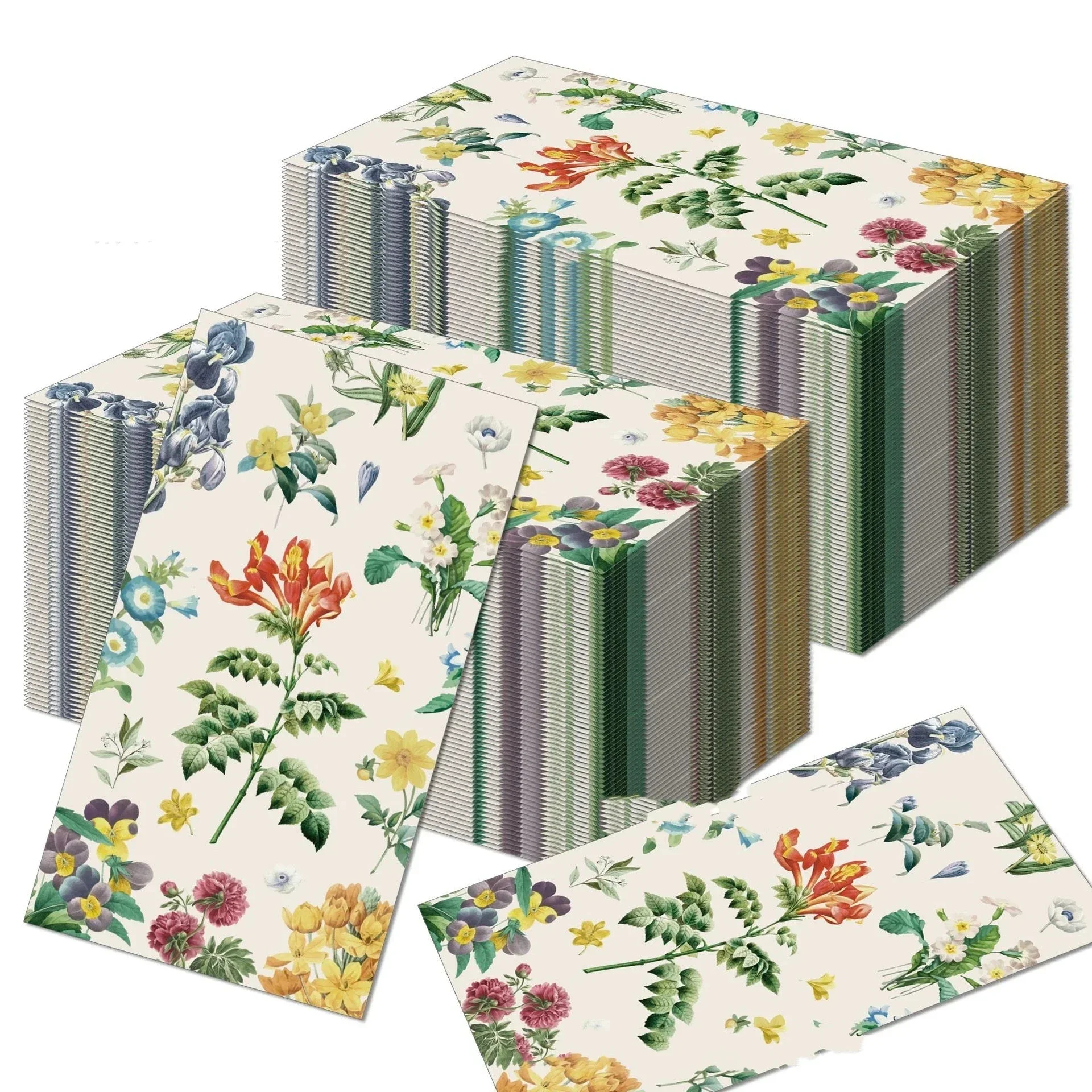 Disposable Paper Napkins Paper Napkins 100PCS Floral Long Paper Napkins 33*40 CM Disposable Dining Table Towels For Wedding Party Baby Shower Xmas Table Decoration