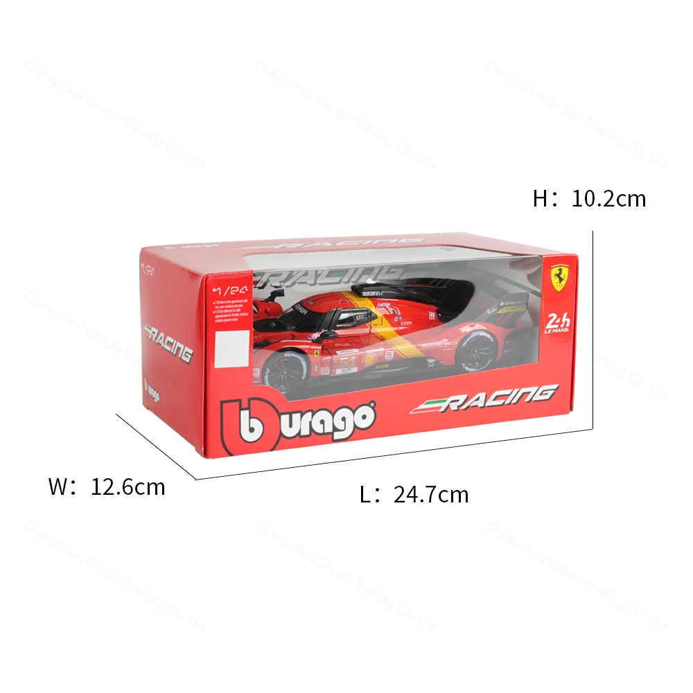 Bburago 1:24 Ferrari 499P LMH 2023 24H Le Mans Champion Racing Sports Car Static Die Cast Vehicles Collectible Model Car Toys 3