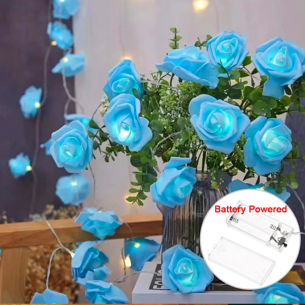 1.5m 3m 6m10m Rose Flower LED String Fairy Light USB Battery Power 5V Red Pink Warm Blue RGB Wedding Christmas Party Decoration