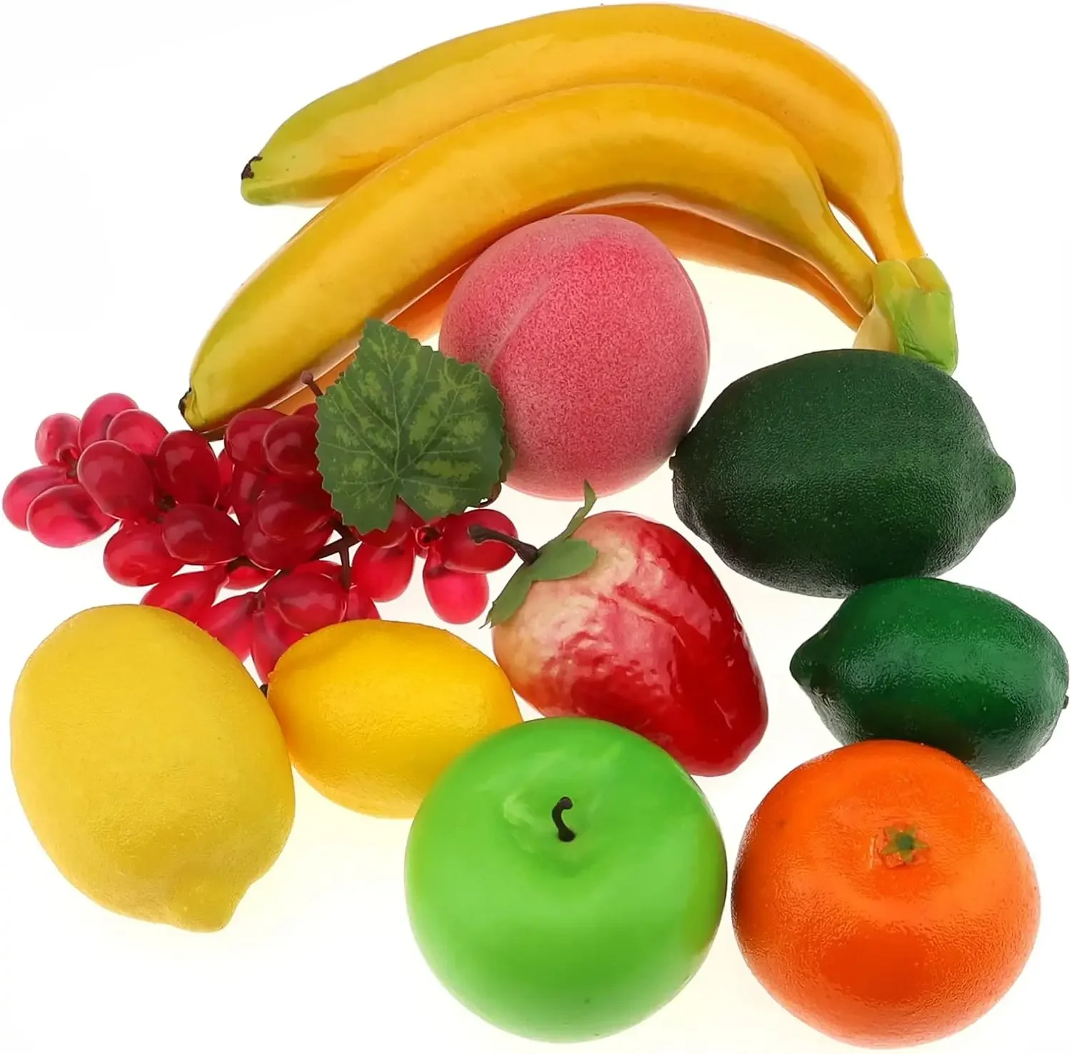 Artificial Fruits of Decoration for Home Fake Banana Lemon Orange Strawberry Apple Peach Grape Different Faux Realistic artificial fruits and vegetables