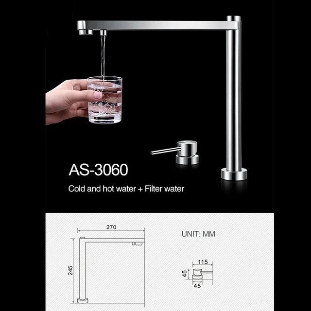 ASRAS อ่างล้างจานก๊อกน้ํา 304 สแตนเลสยกก๊อกน้ําร้อนและเย็นกรองน้ําสาม-in-one อิสระ TAP 5