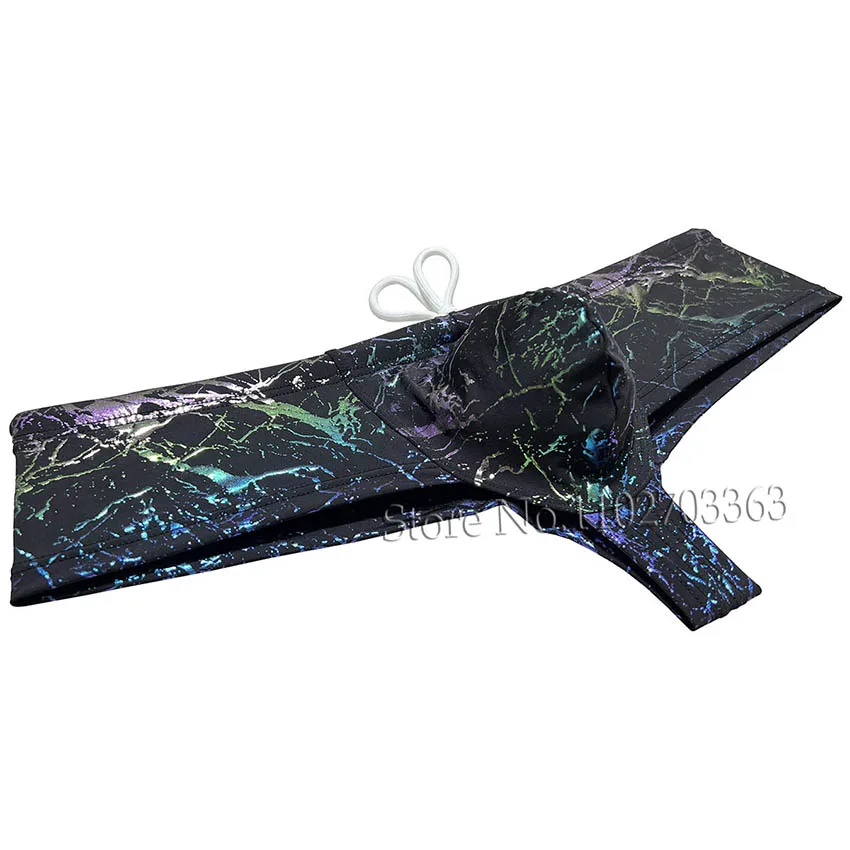 Mens Fashion Gloss Swimwear Bikini Boxer Briefs Wet Look Swimming Surfing Swim Trunks Cheeky Panties Beachwear