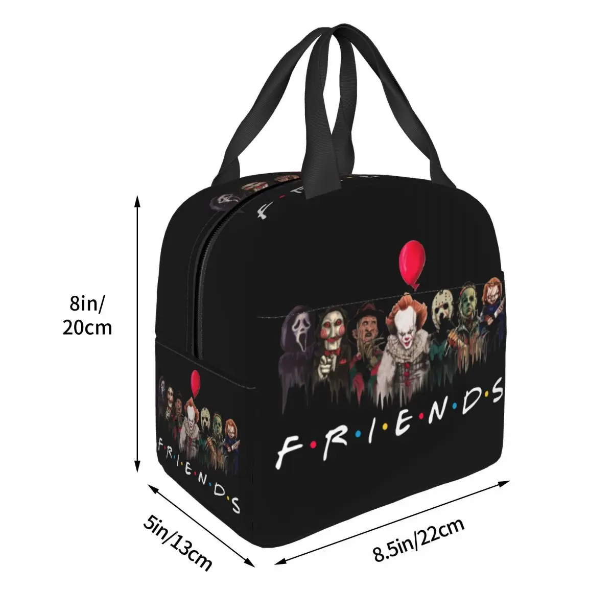 Lunch Bags for Men Women Horror Friends Halloween Pennywise Insulated Cooler Waterproof School Oxford Lunch Box Handbags