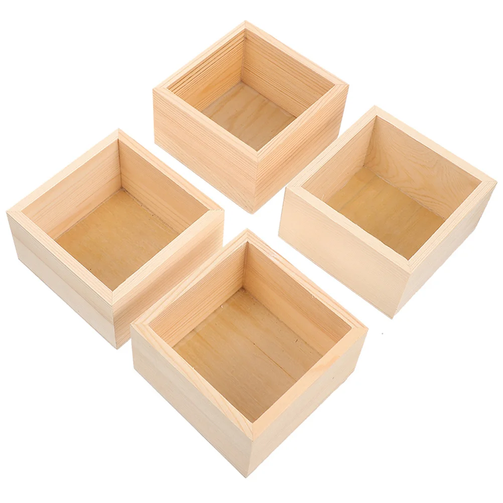 

Wooden Box Small Square Rustic Organizer Container Diy Crafts Collectibles Succulents Desktop Drawer Decor
