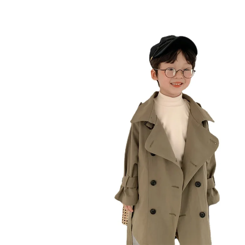 2-9y Kids Trench Coat Spring Autumn Boys Girls Jacket Overcoat Long Sleeve Turn-Down Collar Children Windbreaker Top Clothes kids jacket girls trench coats
