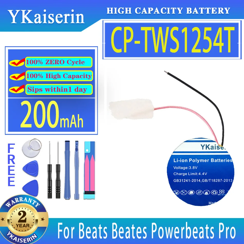 

YKaiserin 200mAh Replacement Battery CP-TWS1254T For Beats Powerbeats Pro Wireless PB4 Bluetooth Earphone Digital Bateria