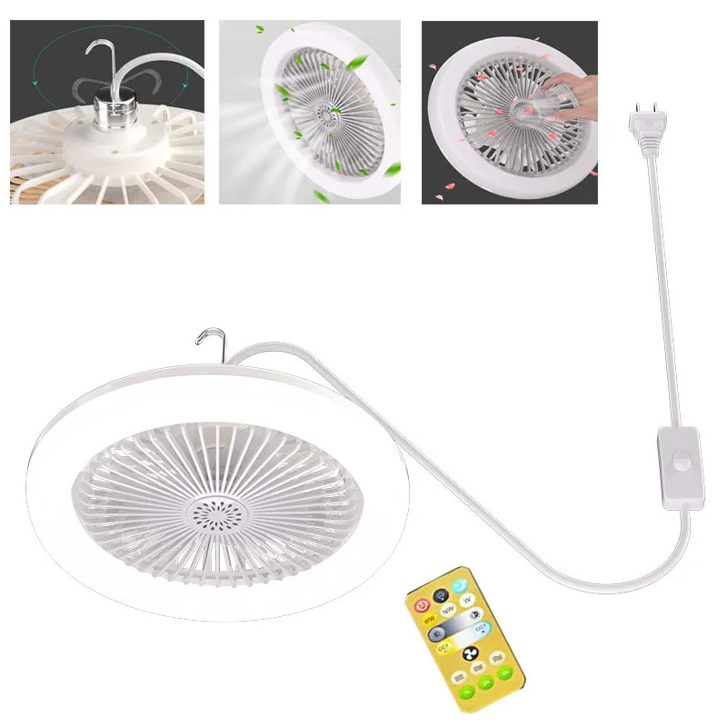 

E27 Portable Ceiling Fan LED Lights And Remote Control Bulb Camping Sealing Fan Lamp 360 Rotate For Home Bedroom Lighting