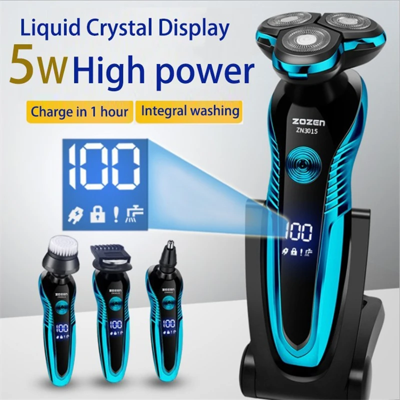 ZOZEN Rotationsrasierer, wiederaufladbarer elektrischer Rasierer für Herren, Barttrimmer, wasserdicht, für Nass- und Trockenrasur, ZN3015_voghion.com