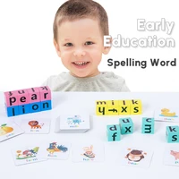 Wooden Spelling Words Game Interactive Educational Toys Letter Card Match Board Game Children Preschool Learning Language Toys 2