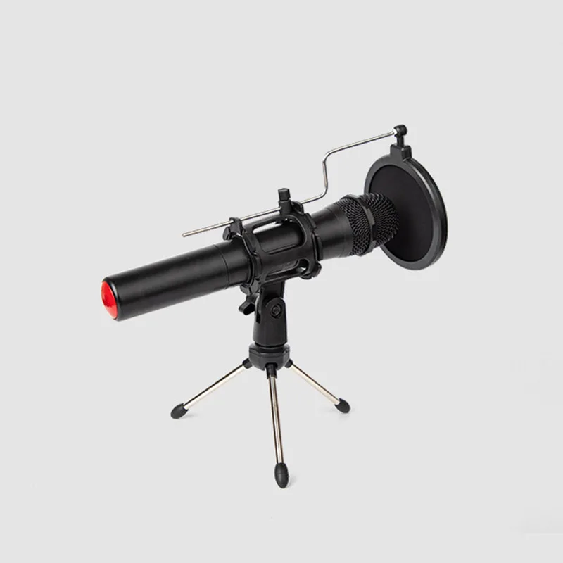 Adjustable Microphone Stand Desktop Tripod for Computer Video Recording with Mic Windscreen Filter Cover microphone stand