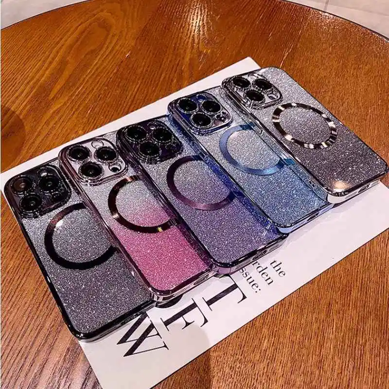 Glitter Plating Magnetic Ring Phone Case with Premium Protection and Style