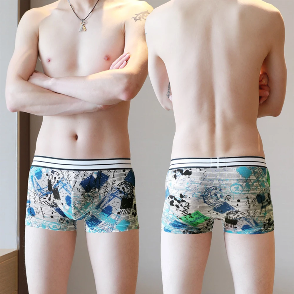 

Mens Underwear Sexy Boxer Shorts Penis Bulge Pouch Boxers Trunks Breathable Underpants Print Boxershorts Male Gay Bikini