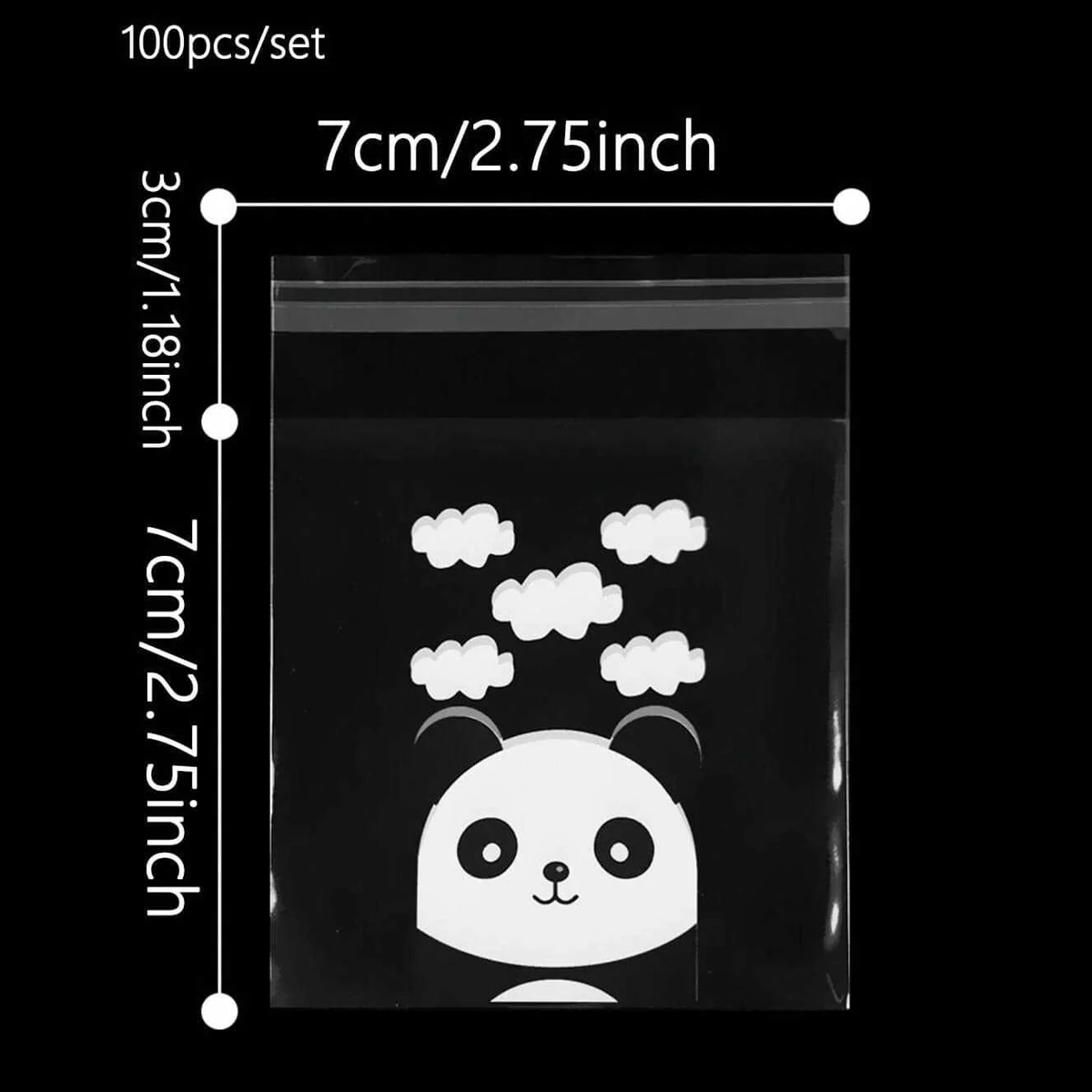 100pcs Cute Panda Snack Bag Self-adhesive