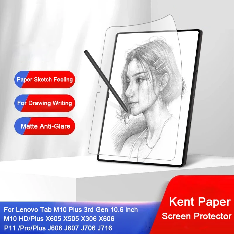 For Lenovo Tab M10 3rd Gen 10.6 125FU P11 Pro/Plus J606 J706 Kent Paper Drawing Writing Screen Protector Matte Film Anti-glare