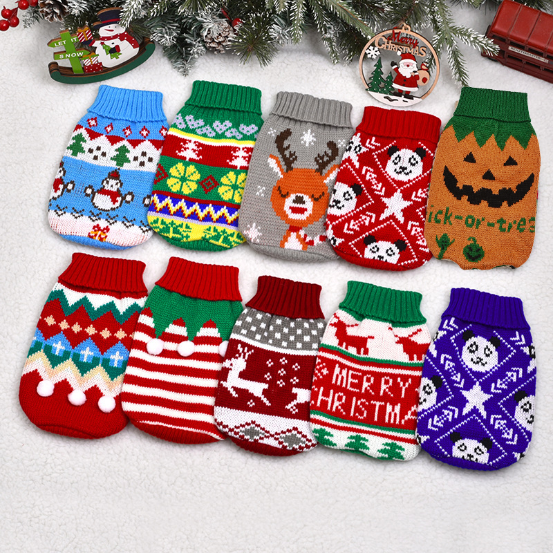 Warm Pet Dog Sweater Winter Dog Clothes for Small Medium Dogs Knitted Puppy Cat Coat Chihuahua French Bulldogs Yorkie Customes