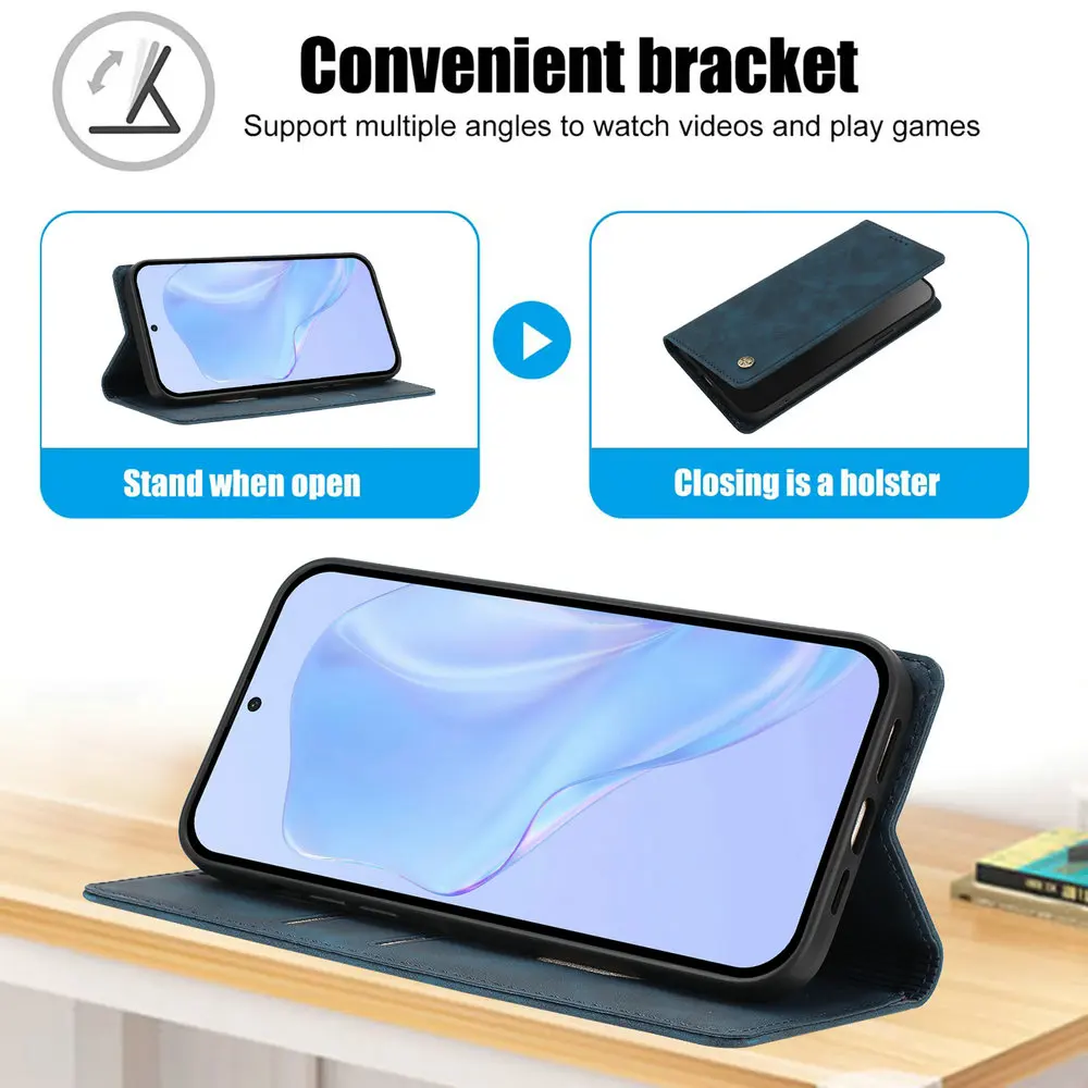 Luxury Magnetic Leather Wallet Case - Premium Cover