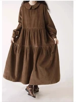 Autumn Winter Corduroy Dress Women Casual Dresses Fashion Female Vestidos Long Sleeve Vintage  A-line Dress Women's Dresses - Image 2