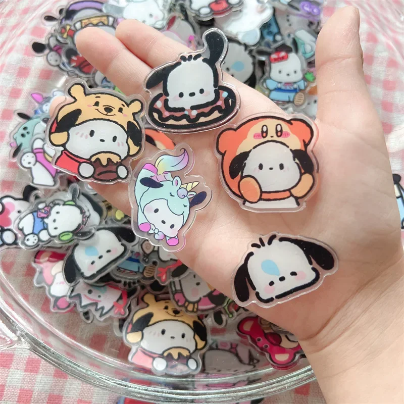 50pcs 2cm Acrylic Patch Cute Mini Hand-Painted Pacha Dog Small Pieces Acrylic Cartoon Handmade Patch DIY Consumables