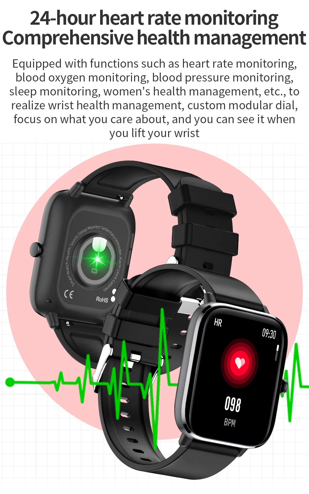2022 Body temperature Bluetooth-compatibl calling Music control Heart rate Blood pressure  A variety of sports mode Smartwatch