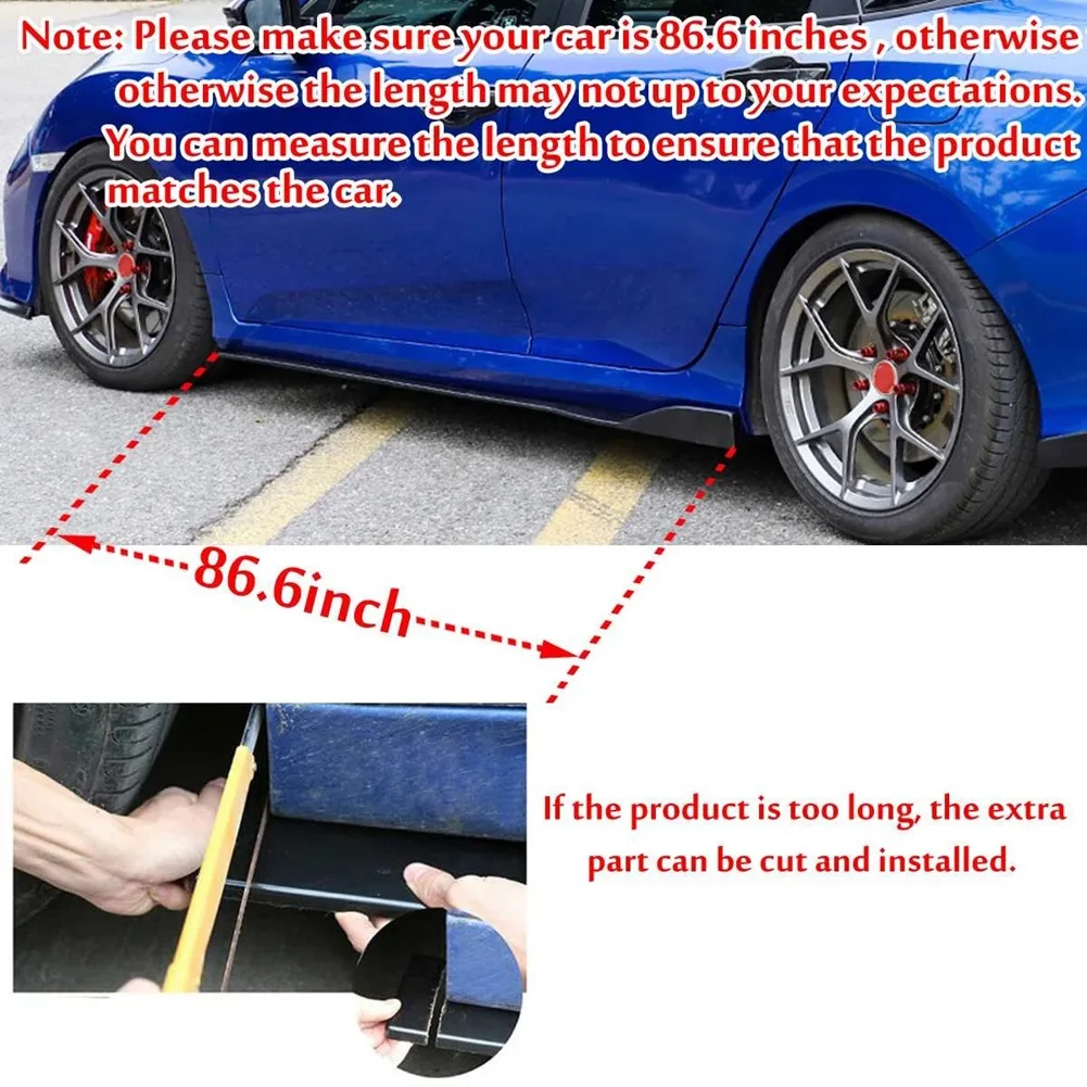 8X 2.2M Universal Glossy Black Side Skirt Extension Rocker Splitters Diffuser Winglet for