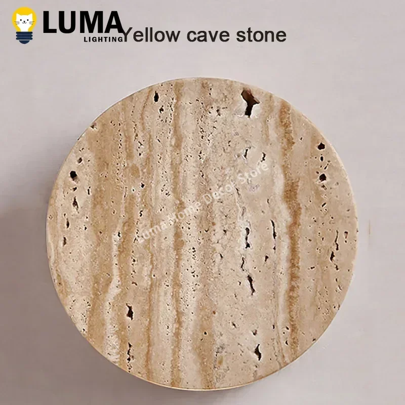 Led Wall Lamp Wall Light Luma Wabi-Sabi Yellow Travertine Wall Light Natural Stone LED Wall Sconce Lamp For Bedroom Bedside Aisle Stair Restaurant