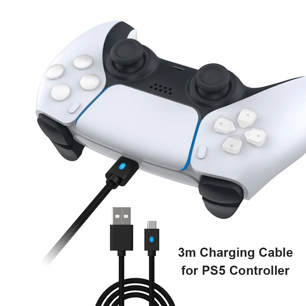 Cabo de carregamento de 3 m para controle PS5 DualSense, Xbox