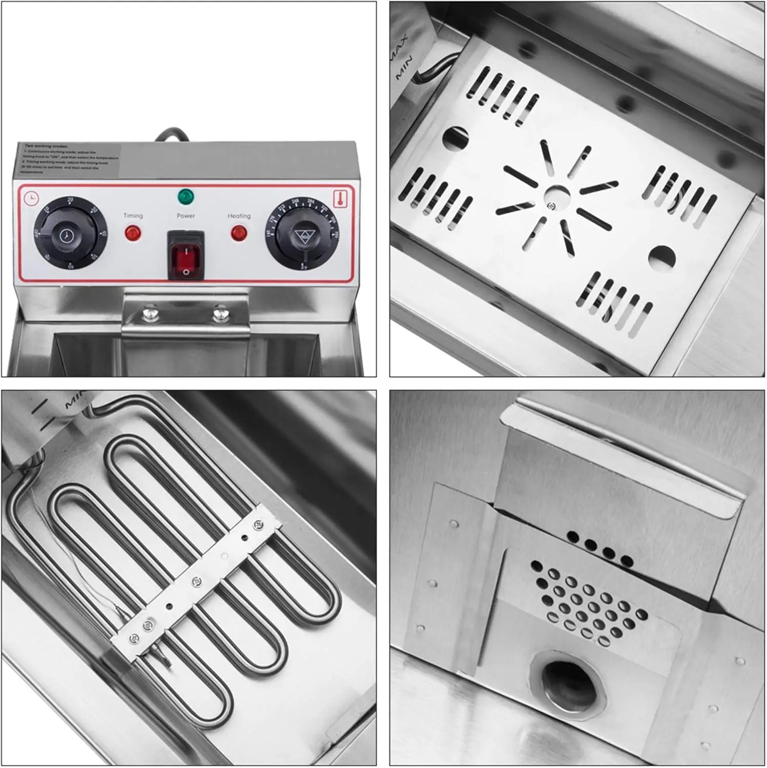 24.9QT Capacity Electric Deep Fryer with Time Control & Oil Filtration Countertop Dual Tank Fryers w/Drain Temperature Control