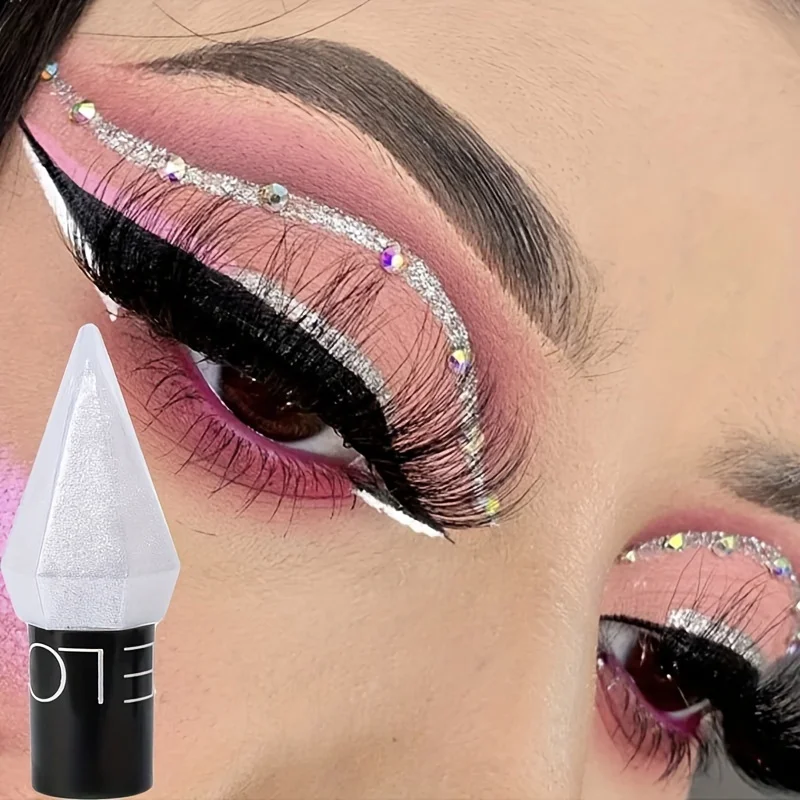 Pearlescent Liquid Eyeshadow, Mini Eyeliner With Smooth Glitter Finish, Silver Sequins, Long-Lasting Shine Eyeliner Eye Makeup 5